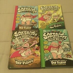 4 hardcover Captain Underpants books